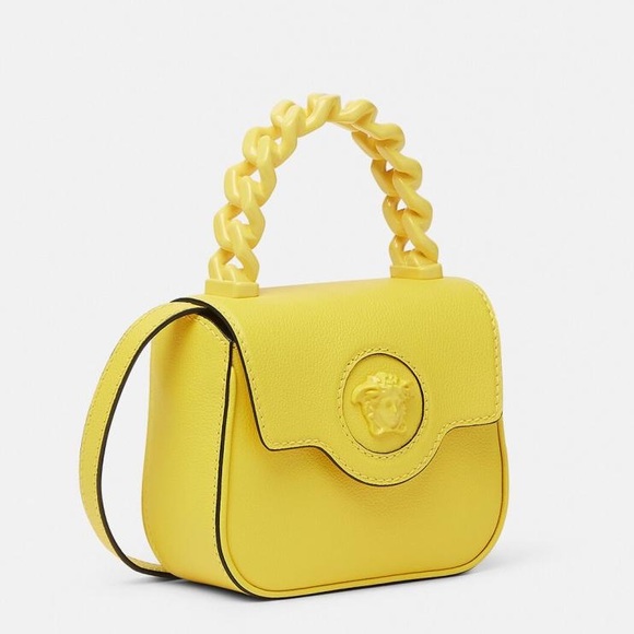 Versace La Medusa Mini Yellow Crossbody Top Handle Shoulder Bag NWT - Picture 6 of 14
